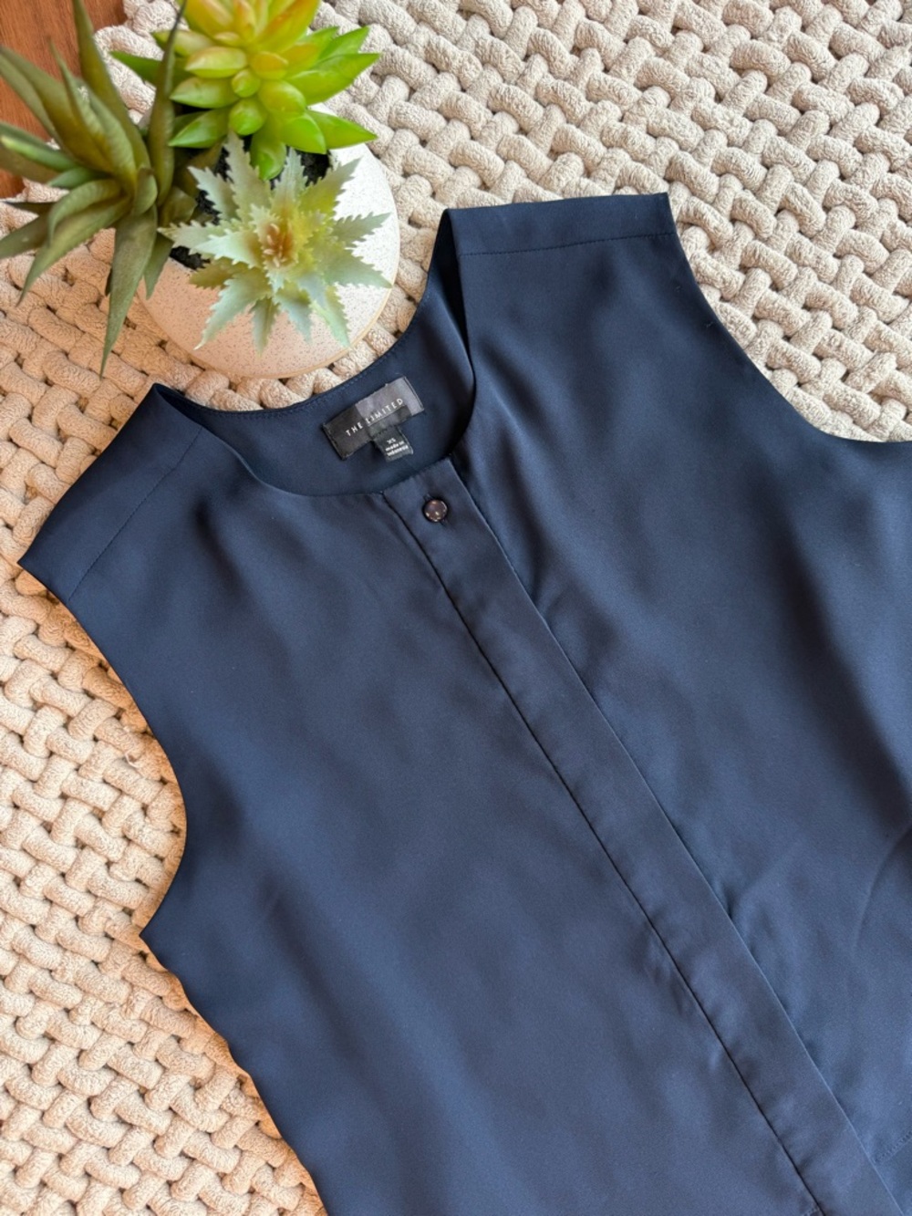 The Limited | Women’s Button Front Sleeveless Dress Top Navy Blue | X-Small